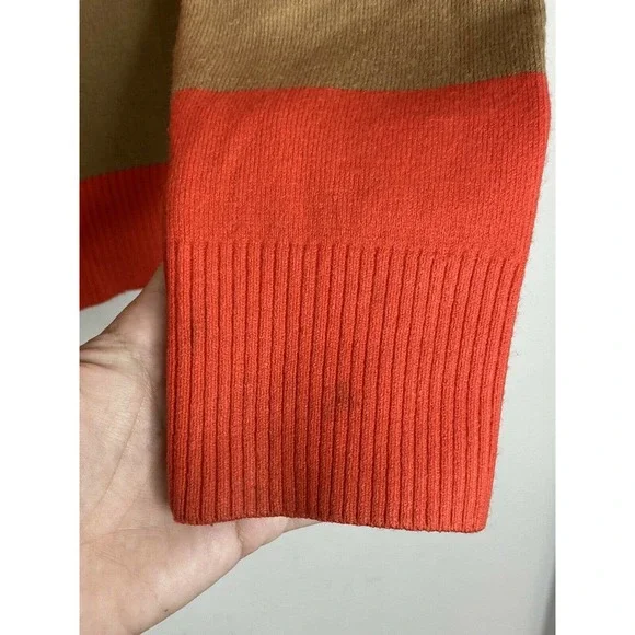 French Connection Striped Orange Beige Knit Soft Sweater Size XL B3 - Picture 6 of 6